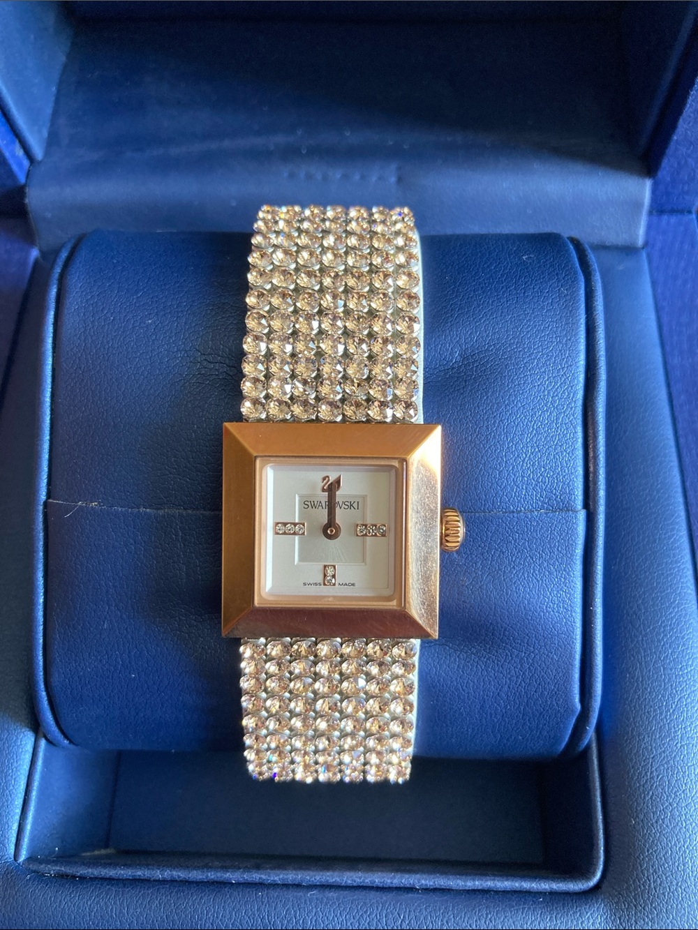 Swarovski Rose Gold-Tone Crystal Mesh Bracelet Watch